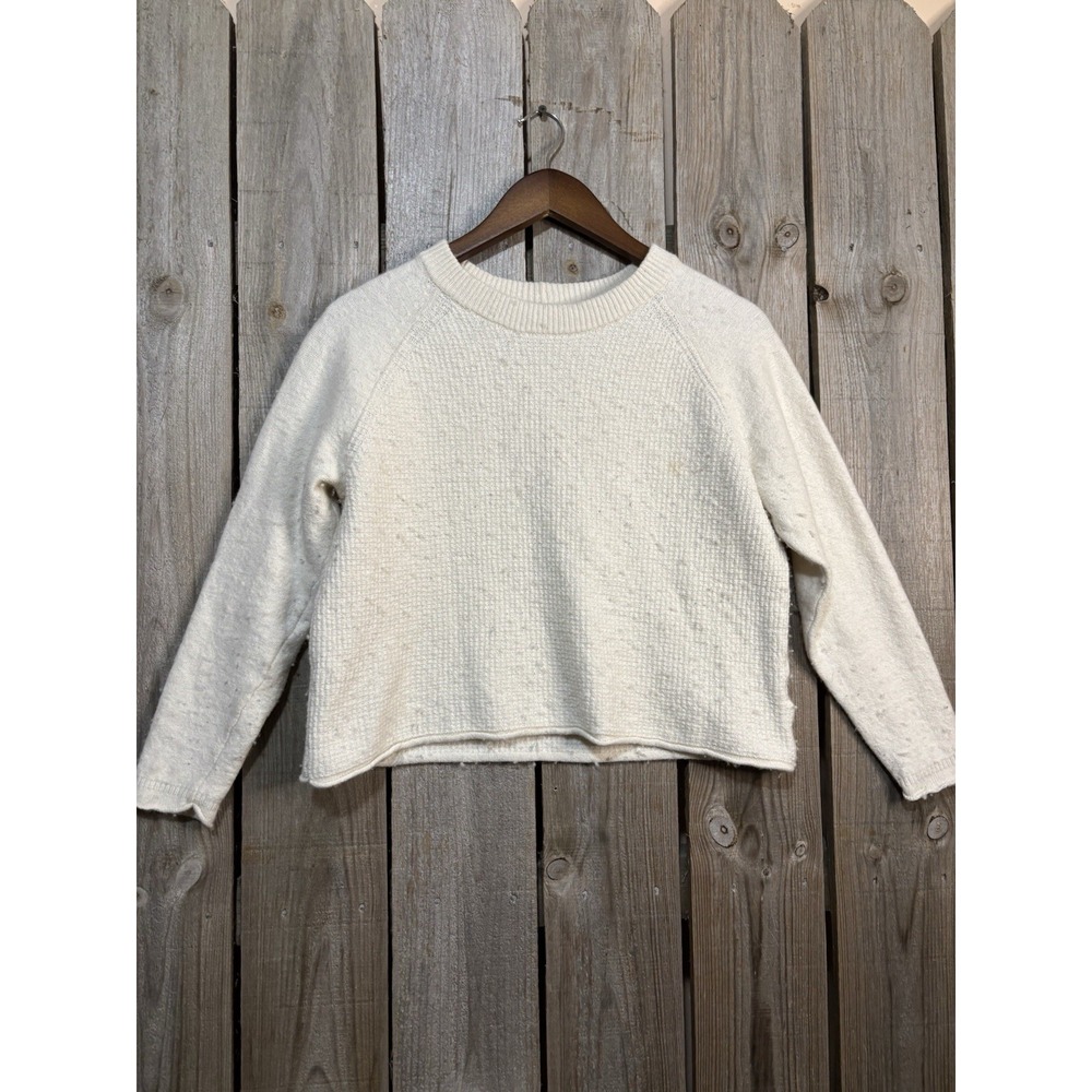 Madewell‎ Oatmeal cropped knit sweater 🤍 cozy minimalist long sleeve